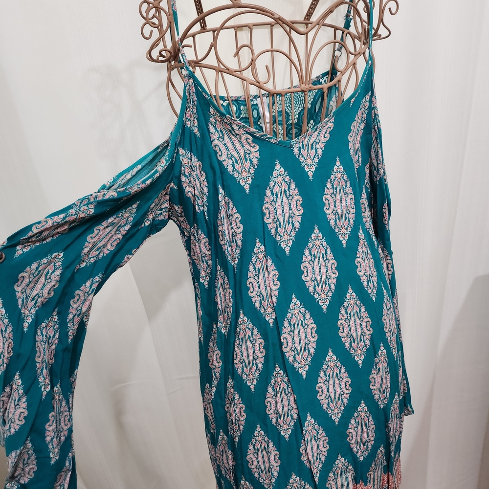 Xhilaration Teal and Pink Patterned Mini Dress